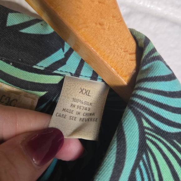 Vtg Island Republic 100% Silk Hawaiian Shirt Mens XXL Aloha Coconut Button - Picture 4 of 8